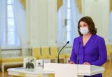 Diana Nausėdienė sveikina konferencijos „Stiprybės semiuosi iš Lietuvos“ dalyvius / Prezidentūros nuotr.