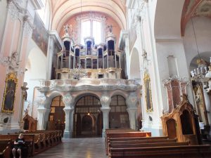 Vilniaus Šventosios Dvasios (Dominikonų) bažnyčios vargonai – šventovės puošmena. Šiuo metu bažnyčioje likęs tik vargonų prospektas, o instrumentas išvežtas į restauravimo dirbtuves / KPD nuotr.