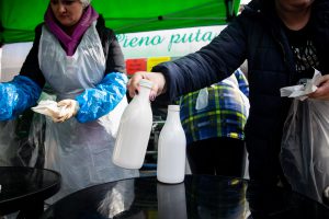 Pieno ūkininkų protesto akcija prie Seimo. Mariaus Morkevičiaus (ELTA) nuotr.