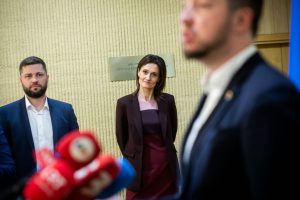Komentarai žiniasklaidai po Seimo pirmininkės susitikimo su parlamento frakcijų seniūnais. ELTA / Marius Morkevičius