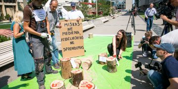 Lietuvos žaliųjų partija kvietė parlamentarus atlikti pareigą Lietuvos miškų ateičiai. ELTA / Dainius Labutis