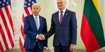 Lietuvos Respublikos Prezidentas Gitanas Nausėda, Jungtinių Amerikos Valstijų Prezidentas Joe Bidenas. ELTA / Dainius Labutis
