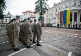 JKVM leitenanto laipsnio suteikimo ceremonija prie Krašto apsaugos ministerijos. ELTA / Orestas Gurevičius