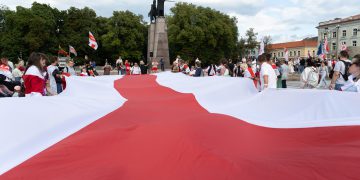 Vilniuje minimos suklastotų Baltarusijos prezidento rinkimų metinės. ELTA / Ekaterina Khvashchynskaya
