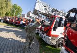 Priešgaisrinėms gelbėjimo valdyboms perduoti nauji automobiliai. ELTA / Julius Kalinskas