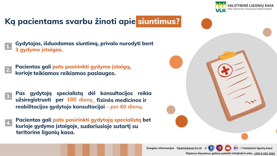 Ką pacientams svarbu žinoti apie siuntimus