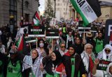 R. Sunakas: kai kurie veiksmai per palestiniečius palaikančias eitynes nepriimtini. EPA-ELTA nuotr.